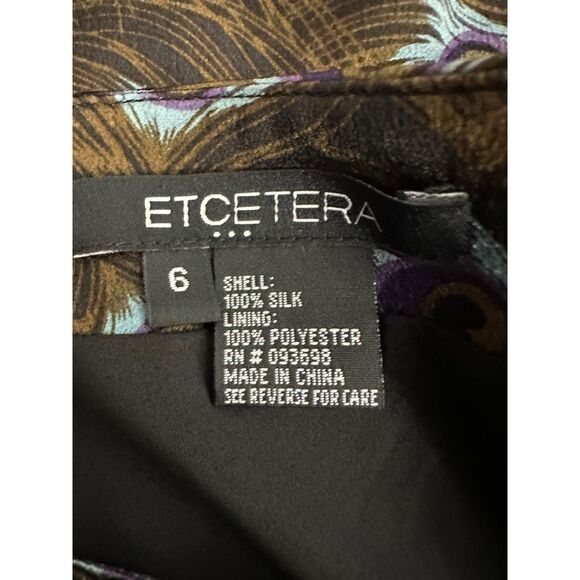 Etcetera Silk Peacock Asymmetrical Flowy Handkerchief Knee Length Skirt Size 6 - Picture 2 of 6